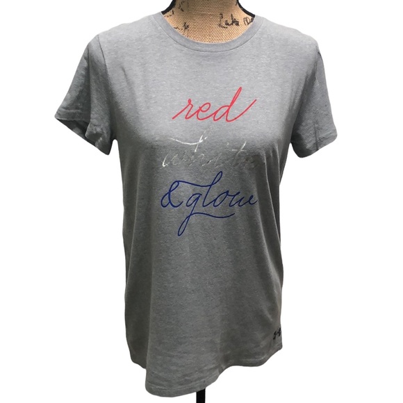 Under Armour Tops - {Under Armour} Red White & Glow Crewneck Tee